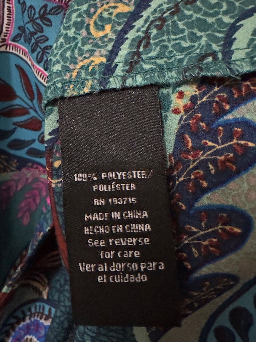 Zac & Rachel | NWOT Boho Teal Multi Paisley Split-Neck Blouse (size L) - Picture 14 of 15